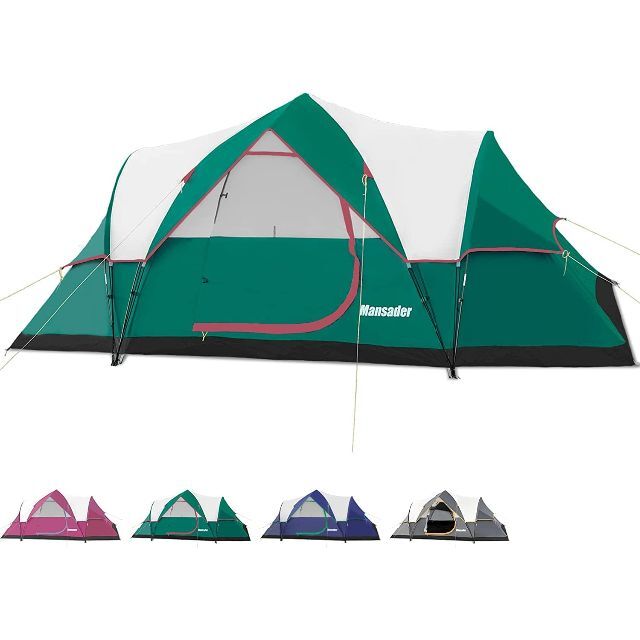 【色: グリーン】MANSADER テント 大型ワンタッチテント 6人用 ファミ