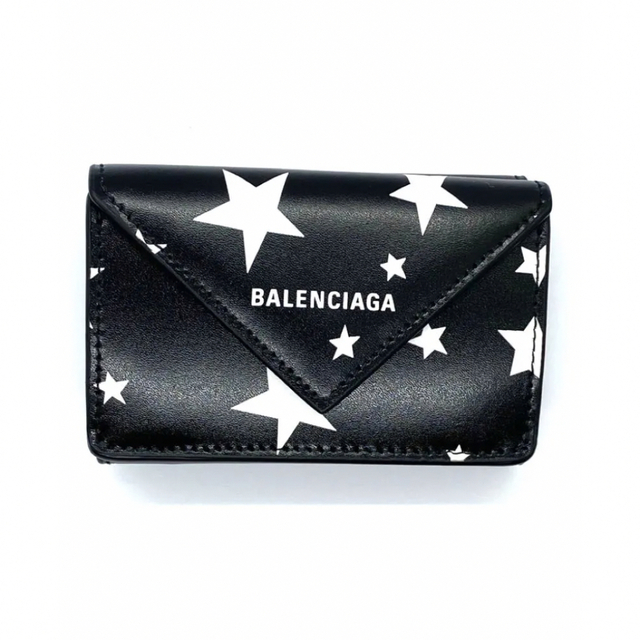 Balenciaga(バレンシアガ)の【新品】希少！⭐︎星柄 バレンシアガ　ペーパーミニウォレット 三つ折り財布 黒 メンズのファッション小物(折り財布)の商品写真