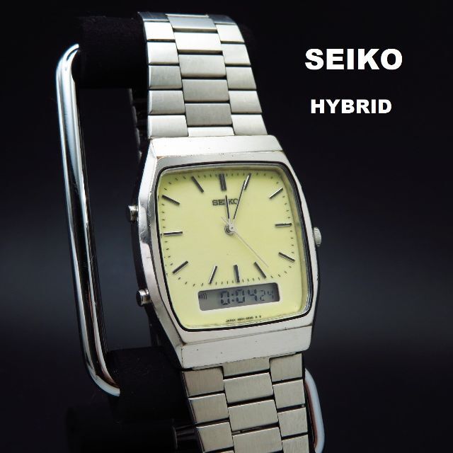 SEIKO ハイブリッド デジアナ腕時計 蛍光文字盤 H601 ルミブライト