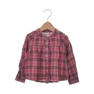 プチバトー(PETIT BATEAU)のPETIT BATEAU プチバトー シャツ 94 ピンクx黒x茶(チェック) 【古着】【中古】(ブラウス)