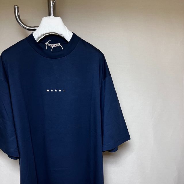 新品 48 23ss MARNI ロゴ Tシャツ ロゴT ネイビー 紺 4739