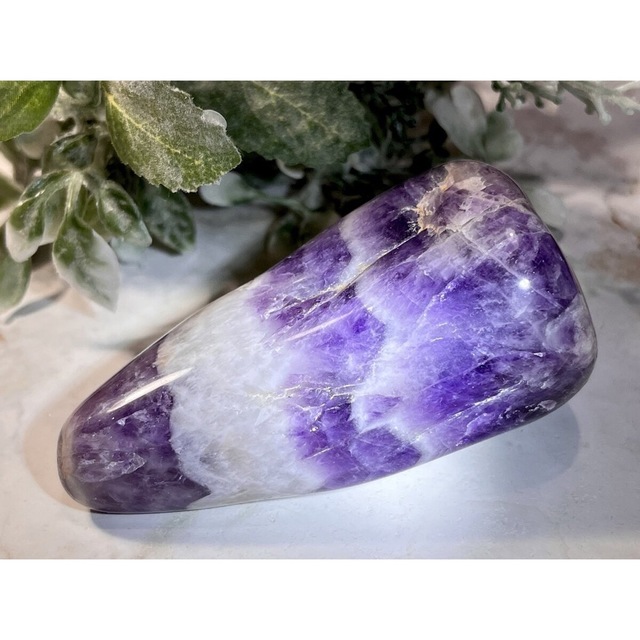 希少✨ シェブロンアメジスト　ケープ　紫水晶　握り石　タンブル　神聖幾何学