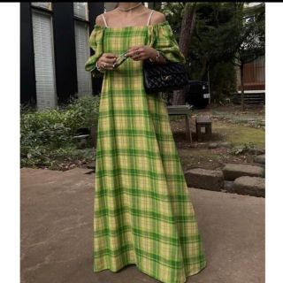 アメリヴィンテージ(Ameri VINTAGE)のAmeri VINTAGE  LACEY CHECK PUFF DRESS(ロングワンピース/マキシワンピース)