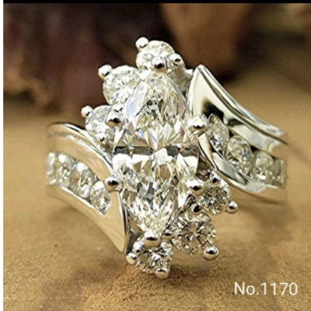 1170 高級 sona ダイヤモンド リング マーキースカット パヴェ シルバ レディースのアクセサリー(リング(指輪))の商品写真