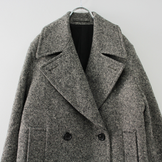 美品 2021AW MARGARET HOWELL マーガレットハウエル NEP TWEED P COAT ネップツイードコート  1/ブラック系【2400013321372】