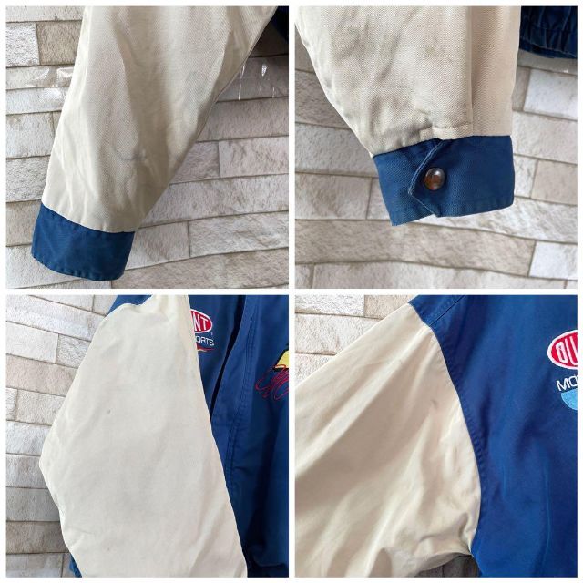 レーシングジャケット 両面刺繍ロゴ 90s ブルー ベージュ L. 7