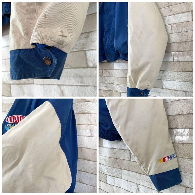 レーシングジャケット 両面刺繍ロゴ 90s ブルー ベージュ L. 8