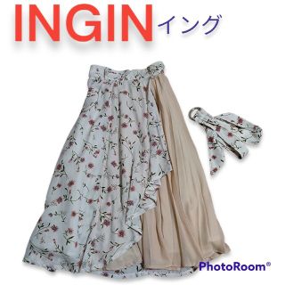 イング(INGNI)のイング　レイヤード　花柄　シフォン　プリーツ　スカート(ひざ丈スカート)