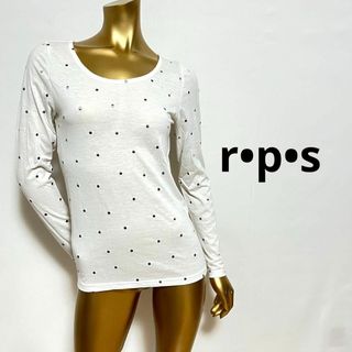 【2493】r・p・s 刺繍ドット 長袖シャツ M(Tシャツ(長袖/七分))