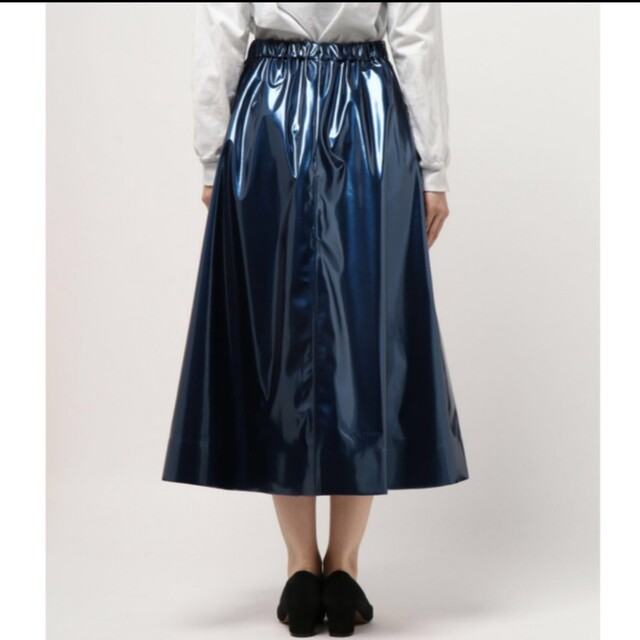 AMERI GLOSSY ENAMEL FLAIR SKIRT ブルー 3