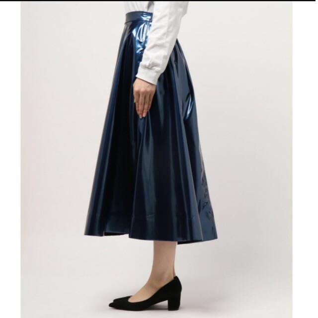 AMERI GLOSSY ENAMEL FLAIR SKIRT ブルー 2