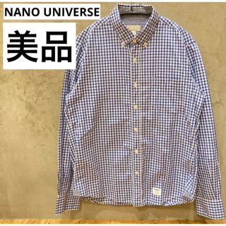 ナノユニバース(nano・universe)の美品送料込み　ナノユニバース　長袖チェックシャツ　ブルー　M(シャツ)