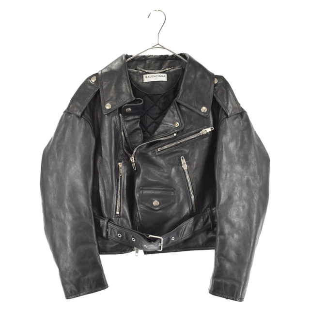 BALENCIAGA バレンシアガ 16AW Swing Top Leather Jacket スウィングトップダブルライダースジャケット 446474 ブラック レディース