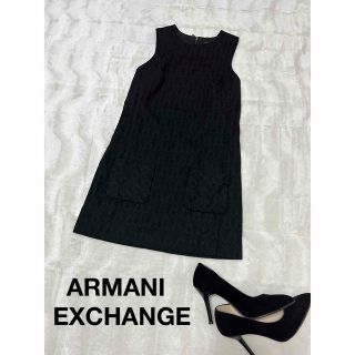 アルマーニエクスチェンジ(ARMANI EXCHANGE)のA | X アルマーニ ノースリーブワンピース 美品 size2 黒 M(ミニワンピース)