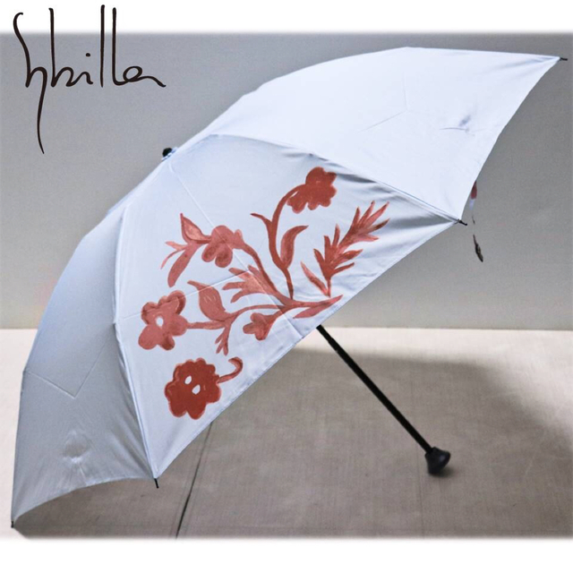 《シビラ》新品 爽やか空色 花柄 折りたたみ傘 雨傘 指に優しい安全ロクロ