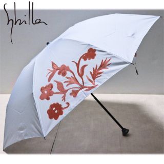 シビラ(Sybilla)の《シビラ》新品 爽やか空色 花柄 折りたたみ傘 雨傘 指に優しい安全ロクロ(傘)