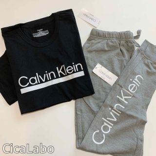 カルバンクライン(Calvin Klein)の【新品】カルバンクライン Tシャツ スウェット セットアップ ブラックxグレーS(Tシャツ/カットソー(半袖/袖なし))