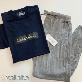 カルバンクライン(Calvin Klein)の【新品】カルバンクライン Tシャツ スリープ セットアップ ネイビーxグレー S(Tシャツ/カットソー(半袖/袖なし))