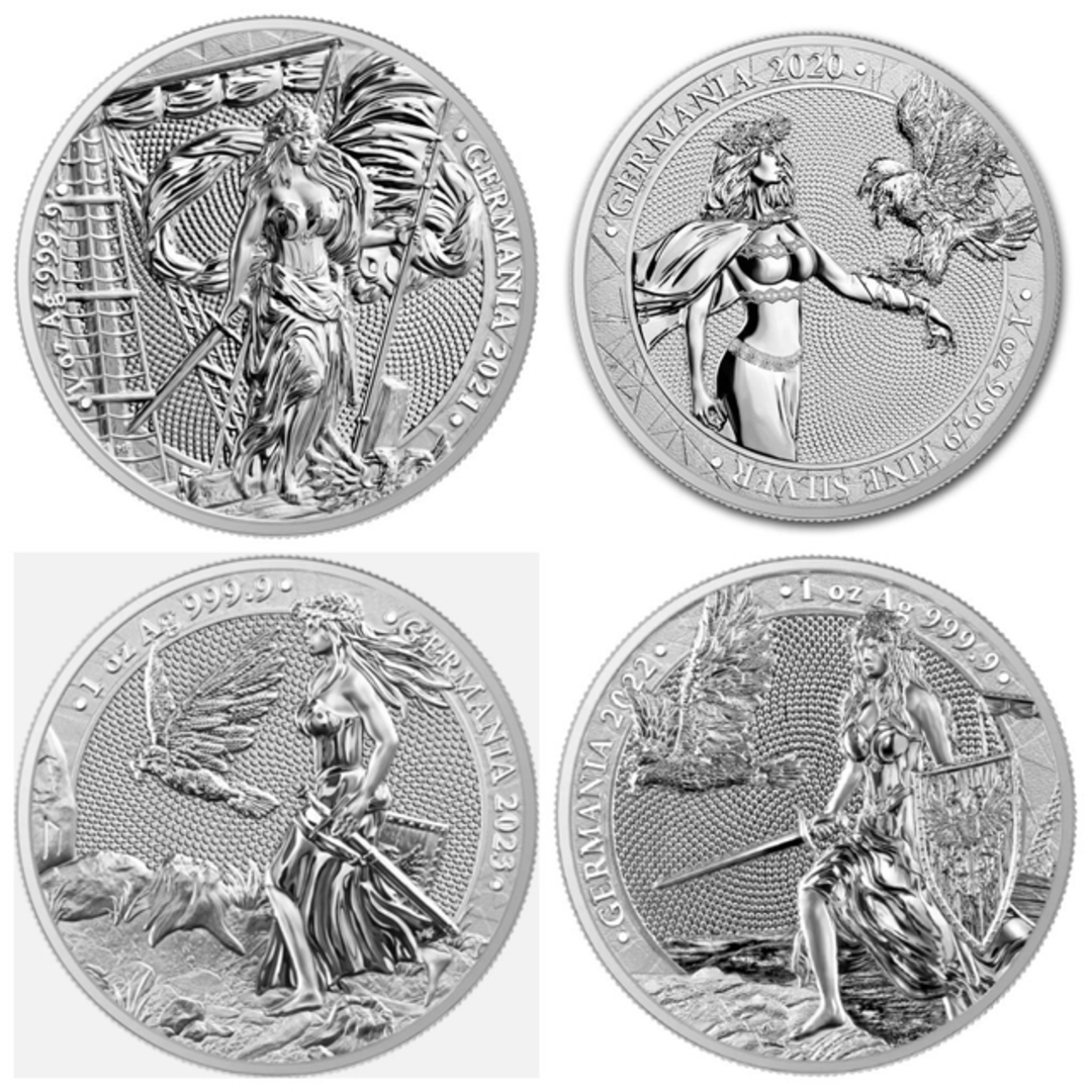 初回限定】 銀貨 ゲルマニア 2020、2021、2022、2023 純銀 4枚セット ...