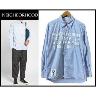 ネイバーフッド(NEIGHBORHOOD)のネイバーフッド 19AW フロント ロゴ プリント 長袖 シャツ サックス M(シャツ)