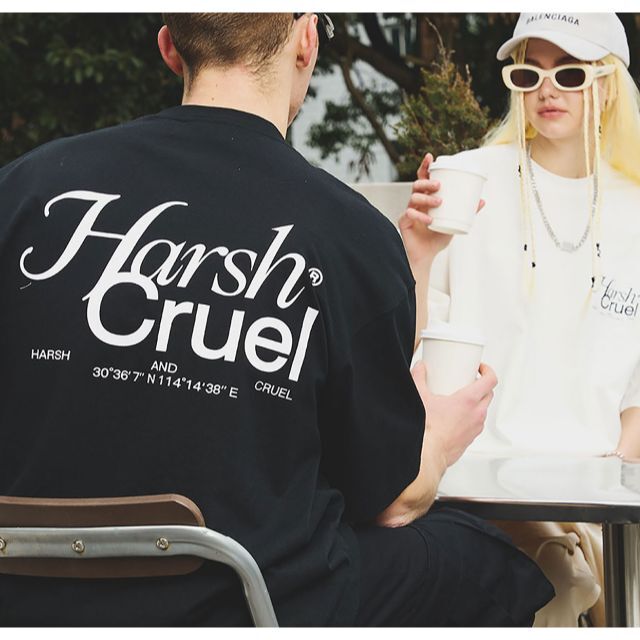 HARSH AND CRUEL 正規品 ユニセックス ロゴ Tシャツ L 1