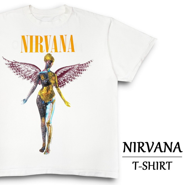 ニルヴァーナ Tシャツ 半袖  イン・ユーテロ  NIRVANA   " IN UTERO "  バンドTシャツ  サイズ：メンズ XXL 相当  ビッグサイズ  ホワイト  【新品】 メンズのトップス(Tシャツ/カットソー(半袖/袖なし))の商品写真