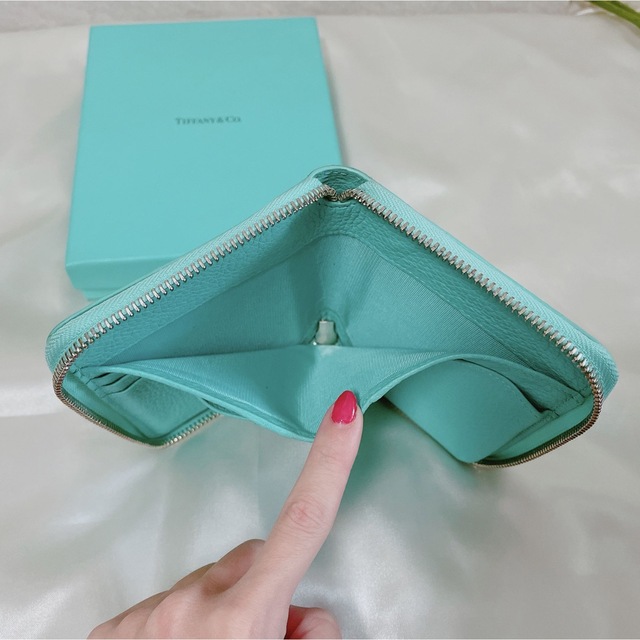 TIFFANY\u0026Co.  折り財布　水色　ティファニー