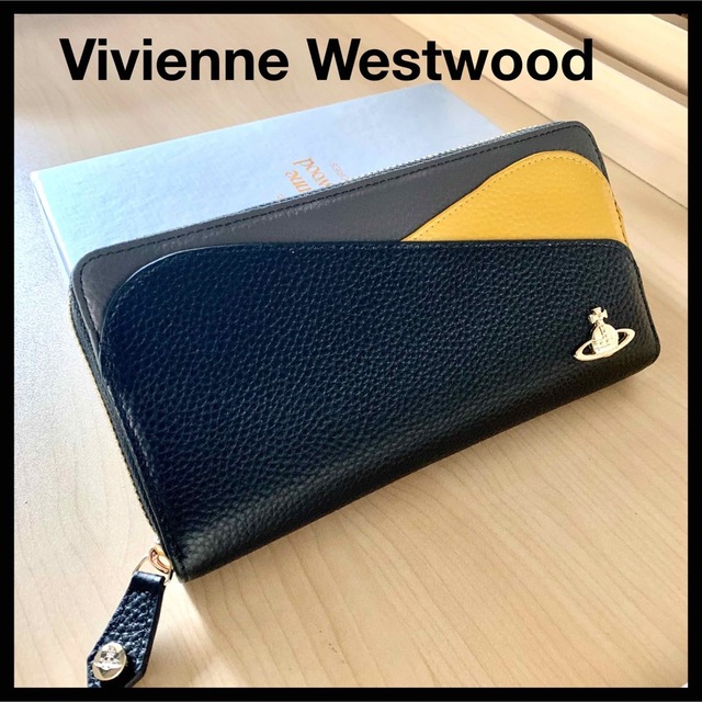 新品♪Vivienne Westwood 】長財布／ブラック×イエロー／箱袋付-