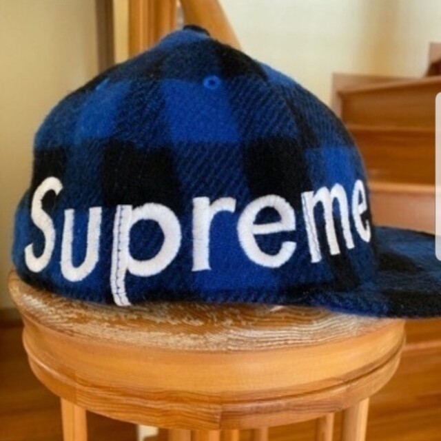 Supremeバッファローチェックサイドロゴニューエラキャップ Lサイズ