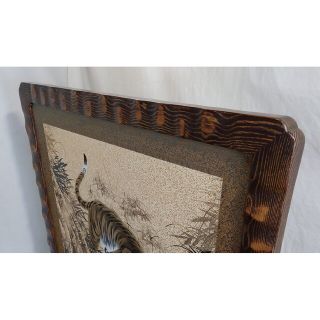 虎画 襖画 衝立 4尺衝立 裏面御所車 伝統衝立 コブ加工 色落とし