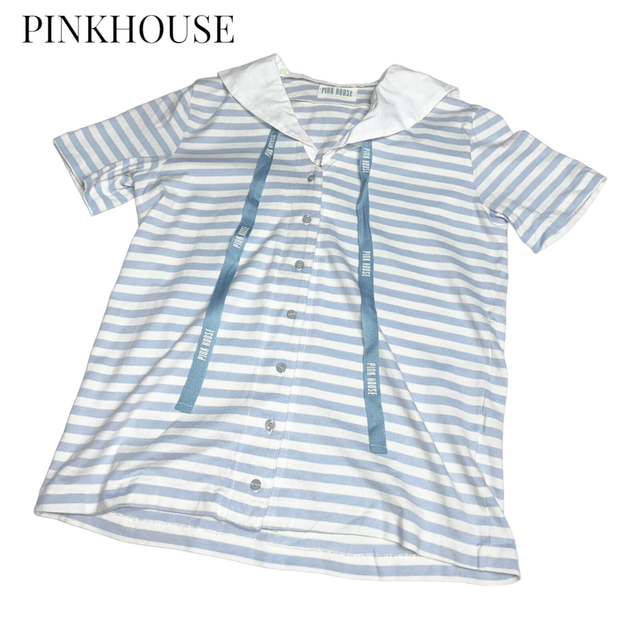 PINK HOUSE(ピンクハウス)のPINKHOUSE 2wayボーダートップス カットソー ピンクハウス レディースのトップス(カットソー(半袖/袖なし))の商品写真