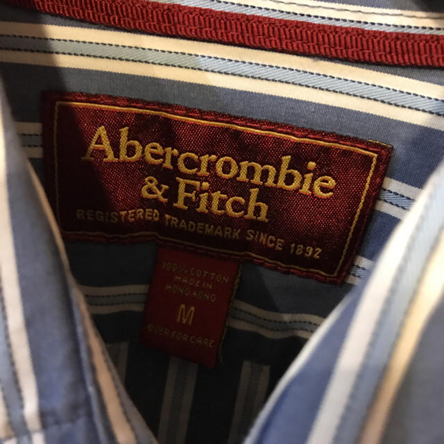 Abercrombie&Fitch(アバクロンビーアンドフィッチ)の古着 アバクロ ストライプワンポケットシャツ メンズのトップス(シャツ)の商品写真