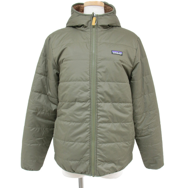 Patagonia パタゴニア ブルゾン ジャケット アウター カーキ ベージュ KIDS XXL ショート丈 フード付き リバーシブル 2way  中綿 ボア 裏ボア フリース 着回し ブランド シンプル カジュアル ミリタリー アウトドア【レディース】【中古】【K3724】 | フリマアプリ  ...