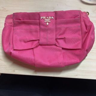 PRADA - プラダ ナイロン リボン ポーチ ピンク 化粧ポーチ コスメ ...