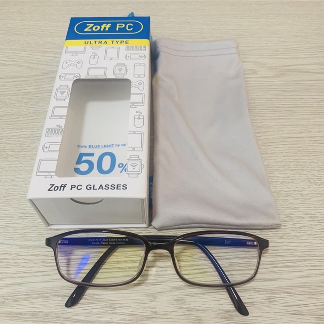 Zoff(ゾフ)のスクエア型ブルーライトカットメガネ（カット率50%） レディースのファッション小物(サングラス/メガネ)の商品写真