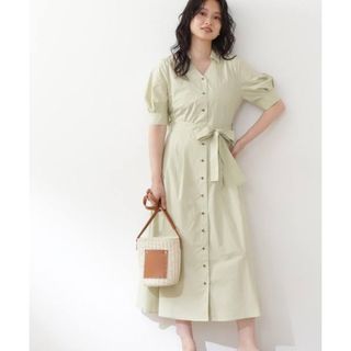 エヌナチュラルビューティーベーシック(N.Natural beauty basic)のN. Natural Beauty Basic Vネックシャツ襟ワンピース(ロングワンピース/マキシワンピース)