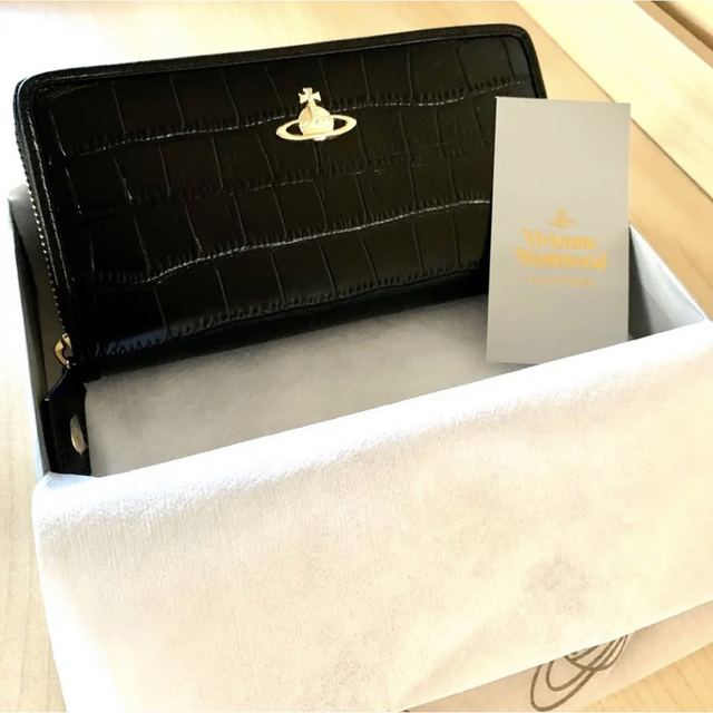 【新品♪Vivienne Westwood 】長財布／クロコ型BLACK／箱袋付