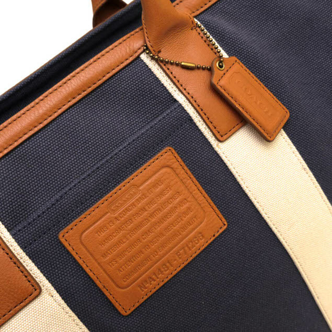 コーチ/COACH バッグ トートバッグ 鞄 ハンドバッグ メンズ 男性 男性用コットン 綿 キャンバス レザー 革 ネイビー 紺 F71266 GETAWAY HERITAGE SOLID CANVAS BEACH TOTE ゲートウェイ ヘリテージ ソリッド キャンバス ビーチ トート 2WAY
