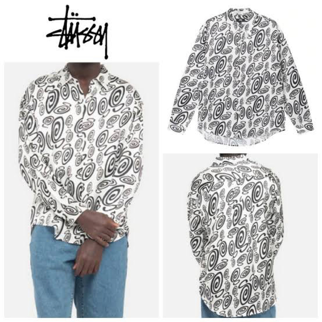 STUSSY(ステューシー)のSTUSSY S SWIRLY SILK SHIRT ミルク シャツ M メンズのトップス(シャツ)の商品写真