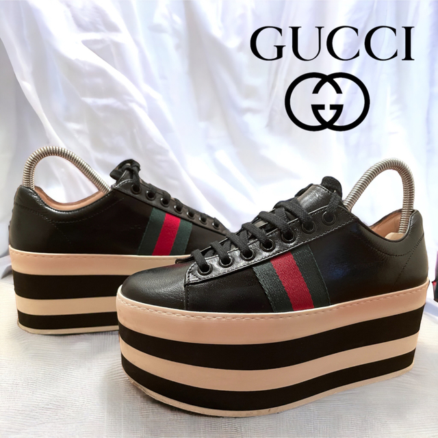 Gucci - 【美品】GUCCI プラットフォーム 厚底スニーカー シェリー