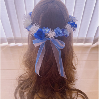 ラプンツェルハーフアップ髪飾り♡青♡水色(ヘッドドレス/ドレス)