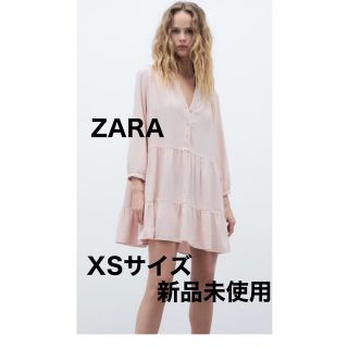 ザラ(ZARA)の指原莉乃さん着用　ZARA  ショート　ティアードワンピース　新品未使用タグ付き(ミニワンピース)