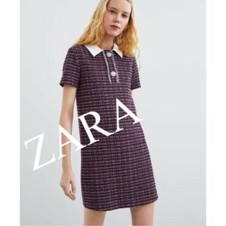 ザラ(ZARA)の美品　ZARA ザラ　ワンピース　ひざ丈ワンピース　ツイード　人気　完売(ひざ丈ワンピース)