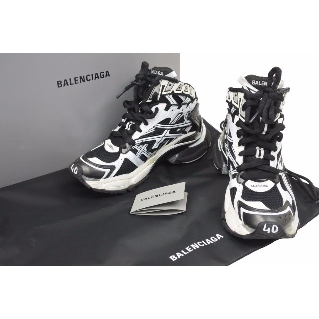 BALENCIAGA バレンシアガ RUNNER ランナー HIGHTOP スニーカー ミドルカット ブラック ホワイト 26.5cm 美品  49150