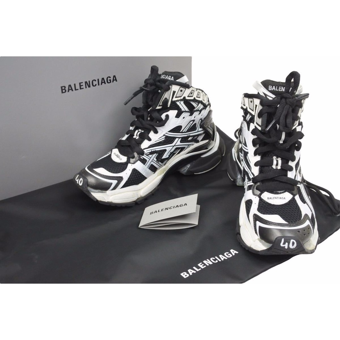 Balenciaga(バレンシアガ)のBALENCIAGA バレンシアガ RUNNER ランナー HIGHTOP スニーカー ミドルカット ブラック ホワイト 26.5cm 美品 中古 49150 レディースの靴/シューズ(ブーツ)の商品写真
