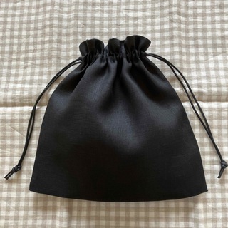 オールブラック　リネンのましかく巾着　内袋・インナーバッグ(バッグ)