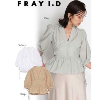 フレイアイディー(FRAY I.D)の【タグ付き】⭐️FRAY I.D⭐️フレイアイディー長袖 Vネックリボンブラウス(シャツ/ブラウス(半袖/袖なし))