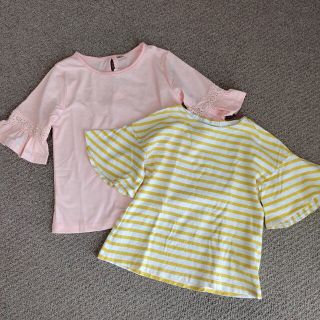 ジーユー(GU)の●女の子Tシャツ/カットソーセット　袖ふりるトップス　韓国子供服/GU　120●(Tシャツ/カットソー)