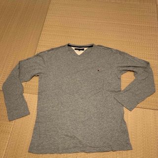 トミーヒルフィガー(TOMMY HILFIGER)のトミーヒルフィガー　メンズ　Lサイズ　ロングTシャツ　グレー(Tシャツ/カットソー(七分/長袖))