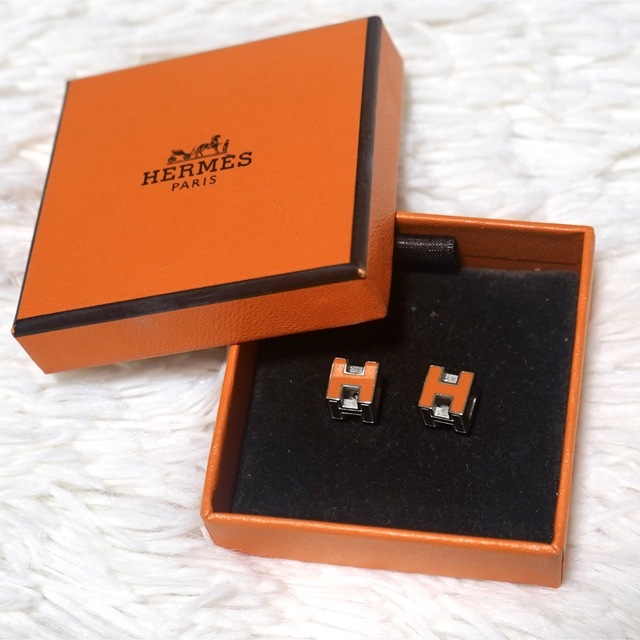 HERMES】エルメス Hロゴ キューブ ピアス シルバー 美品 - ピアス